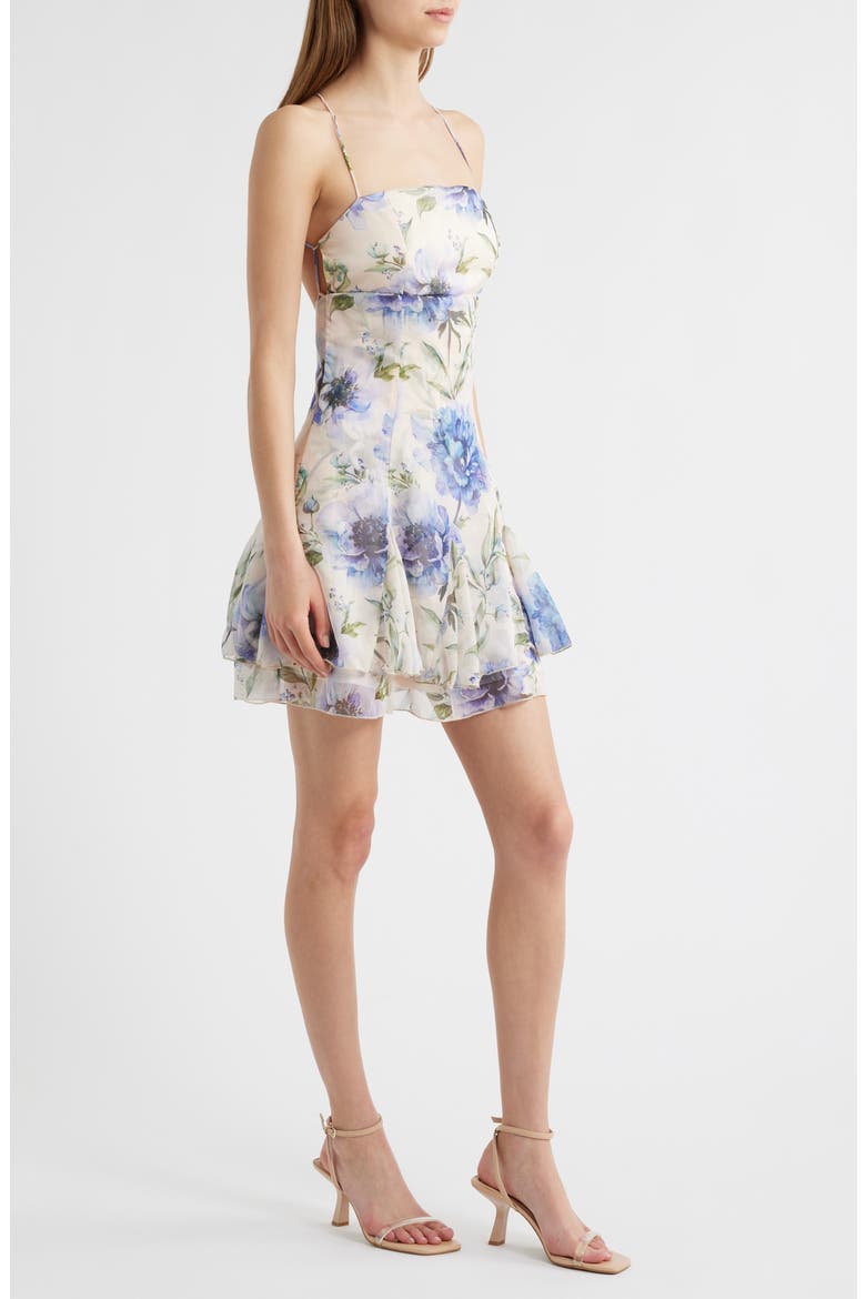 Bria Sleeveless Chiffon Minidress, Alternate, color, PURPLE FLORAL