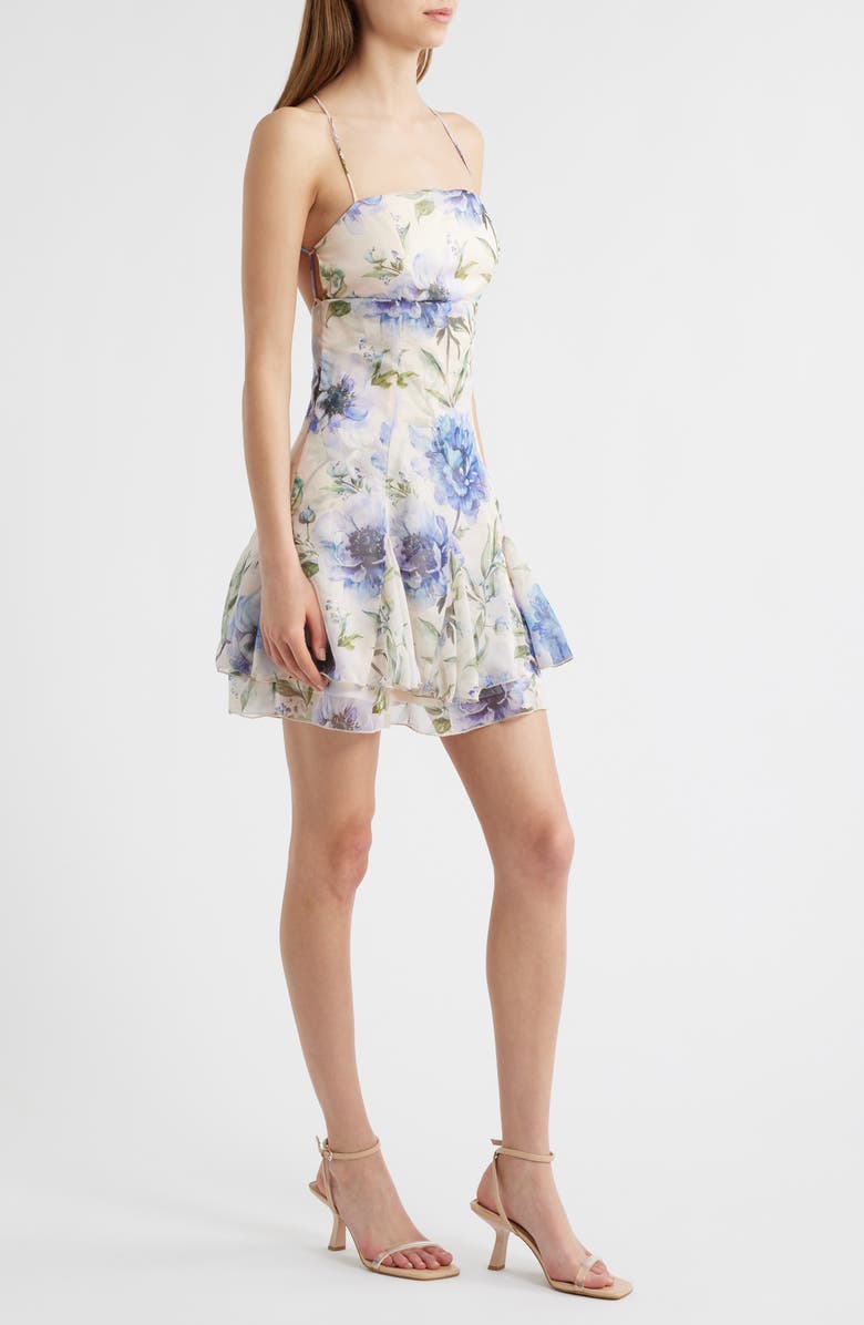 Lulus Bria Sleeveless Chiffon Minidress, Alternate, color, Purple Floral