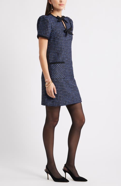 Caslonr Caslon(r) Double Tie Neck Tweed Minidress In Blue