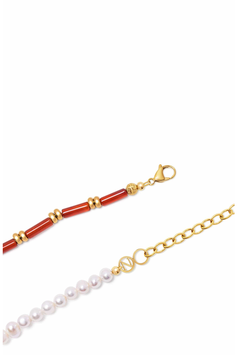 Pearl Choker, Alternate, color, Pearl / Red Agate