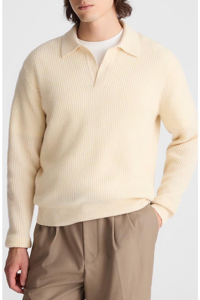 Johnny Collar Heritage Merino Wool Sweater, Main, color, BISCUIT