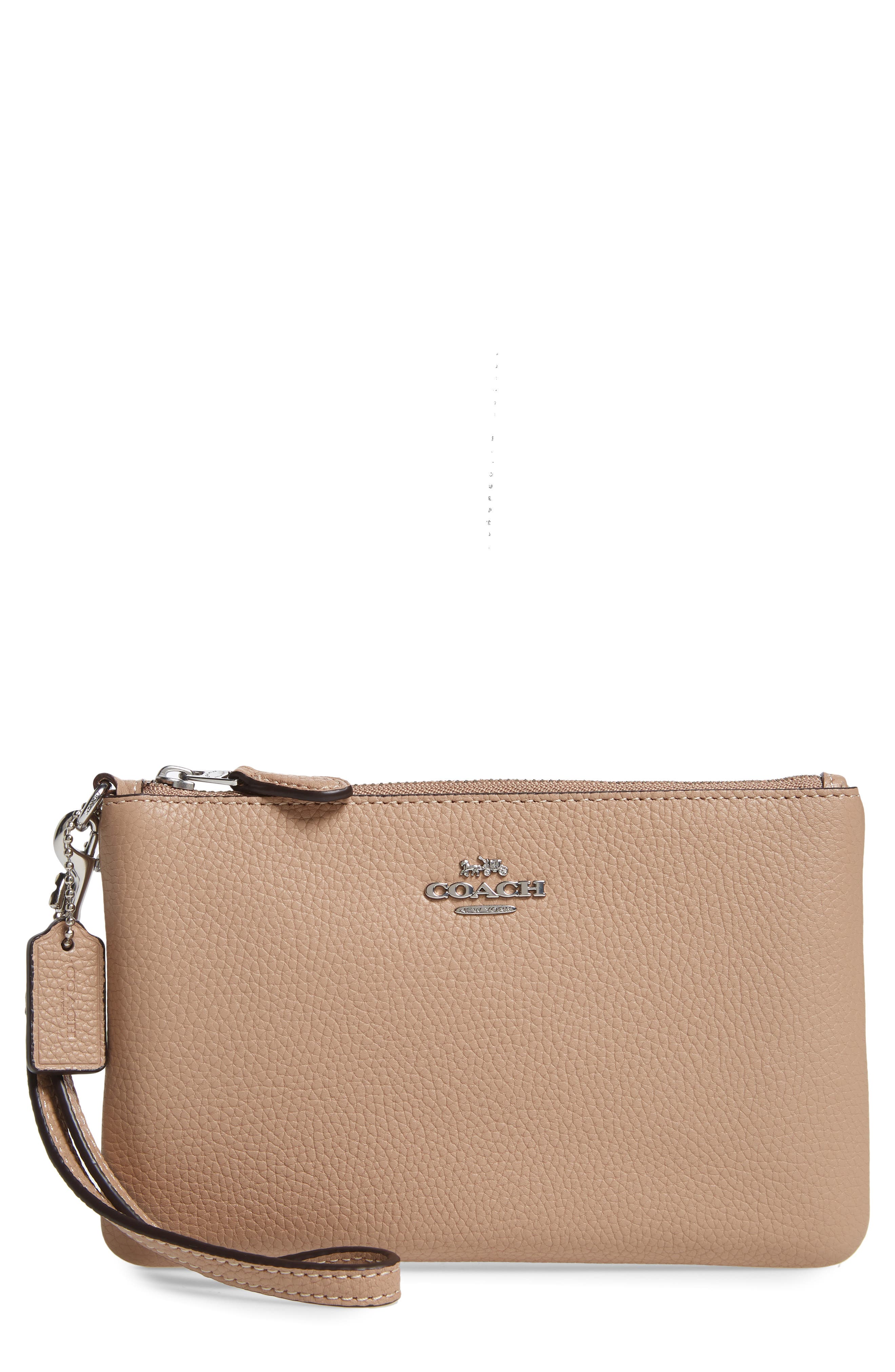Leather Wristlet, Main, color, TAUPE