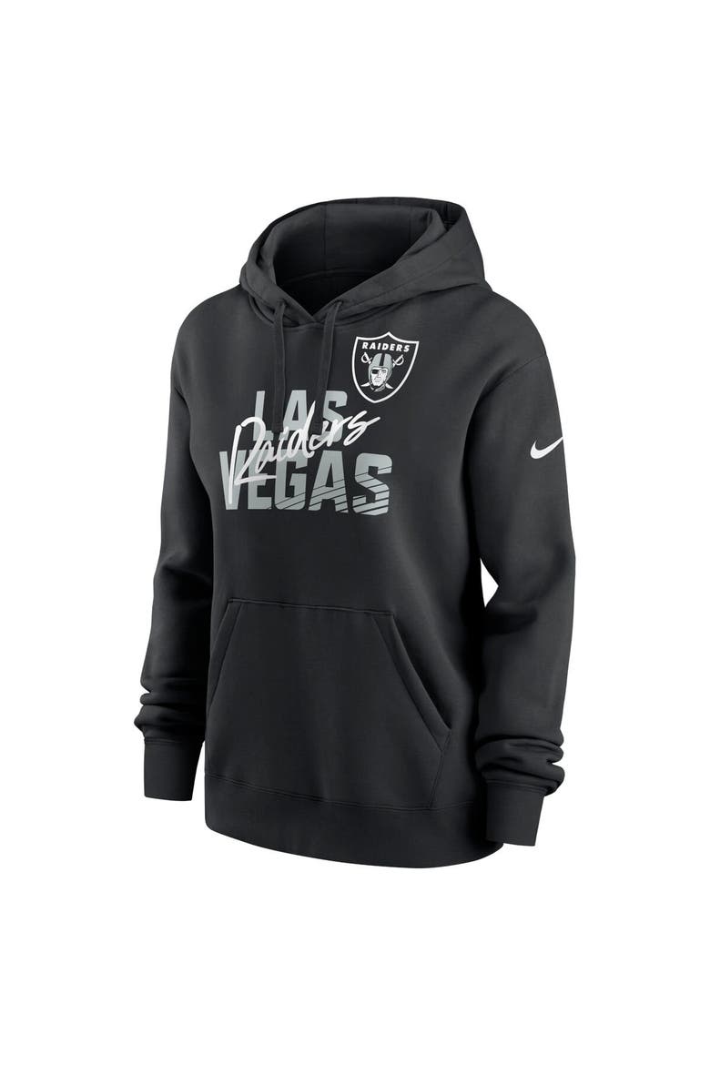 Women's Nike Black Las Vegas Raiders Wordmark Club Fleece Pullover Hoodie, Alternate, color, Black