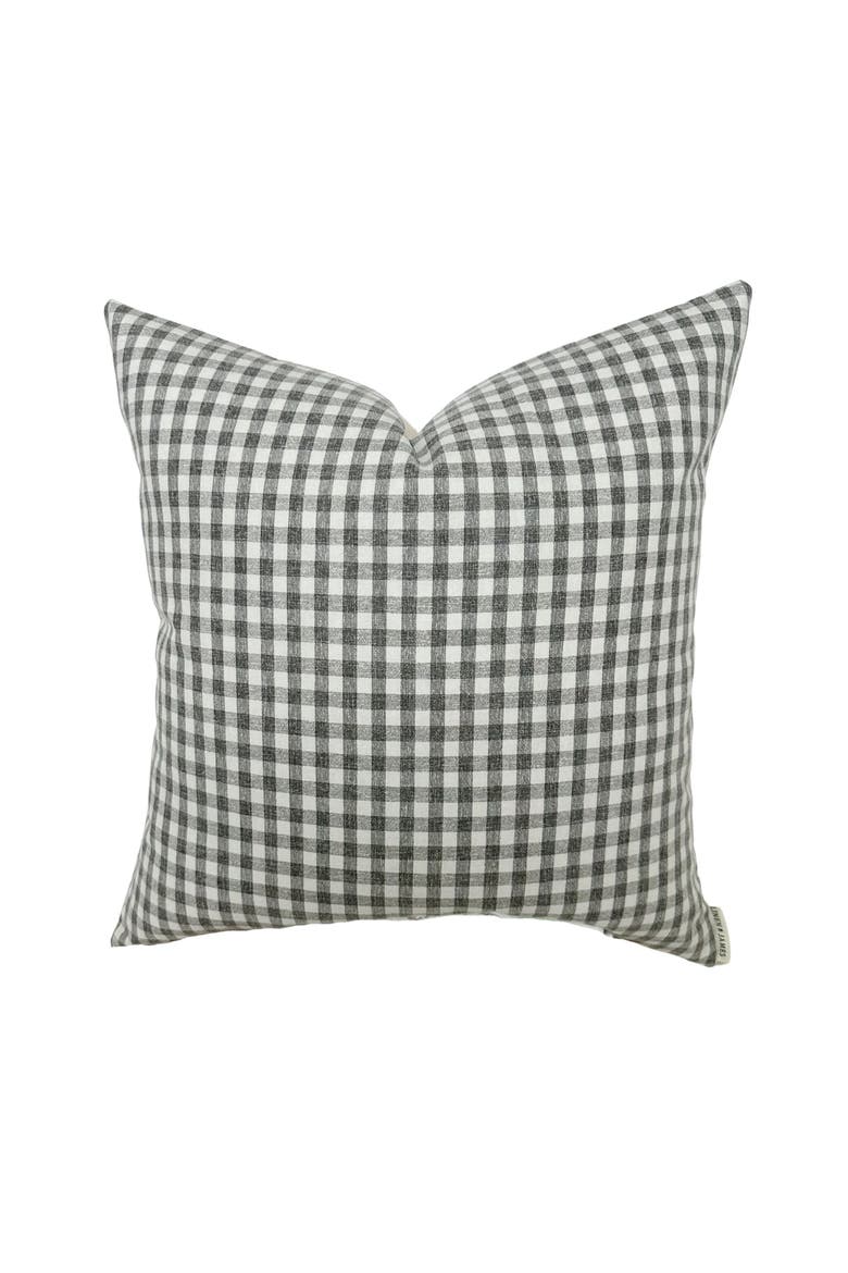 Dean Dark Navy Gingham Pillow Cover, Main, color, Navy