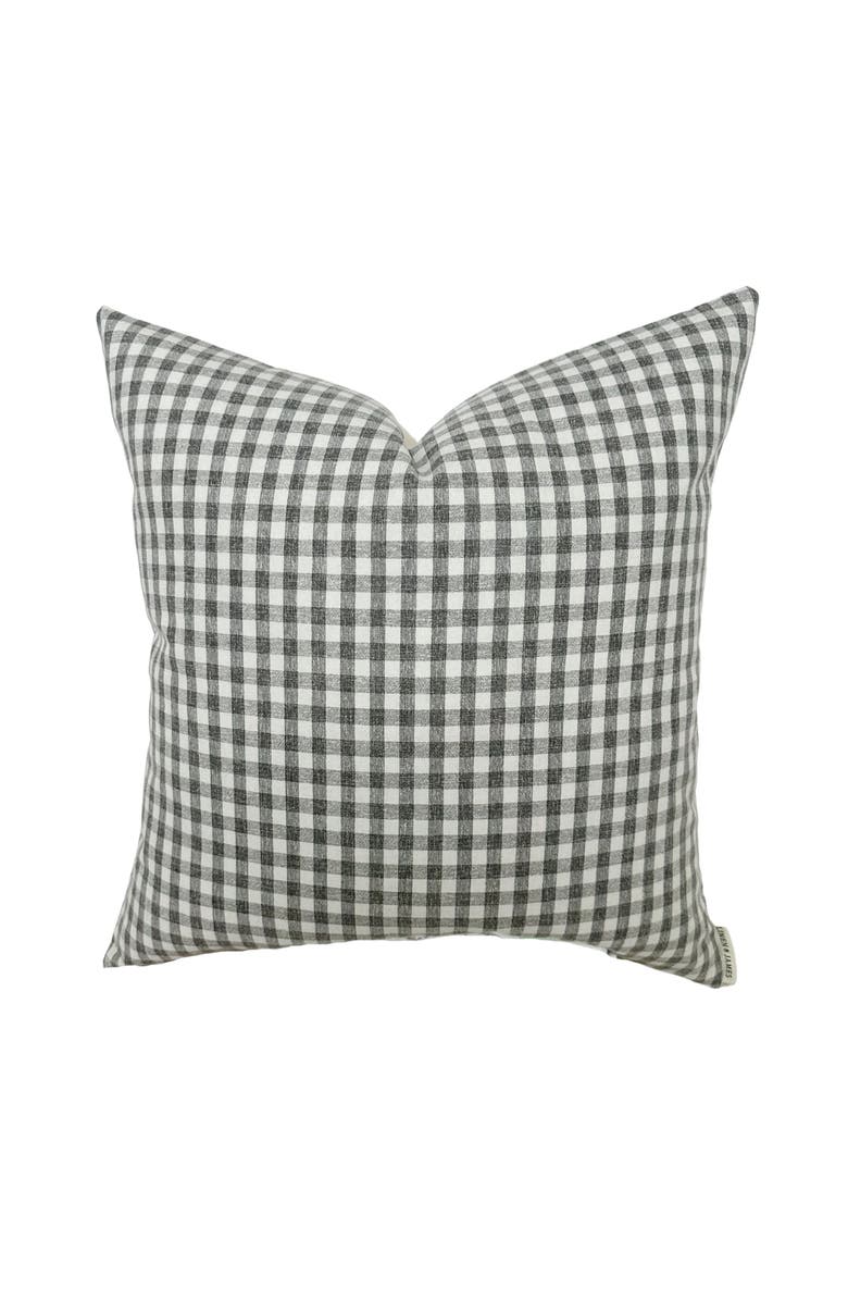 Linen & James Dean Dark Navy Gingham Pillow Cover, Main, color, Navy