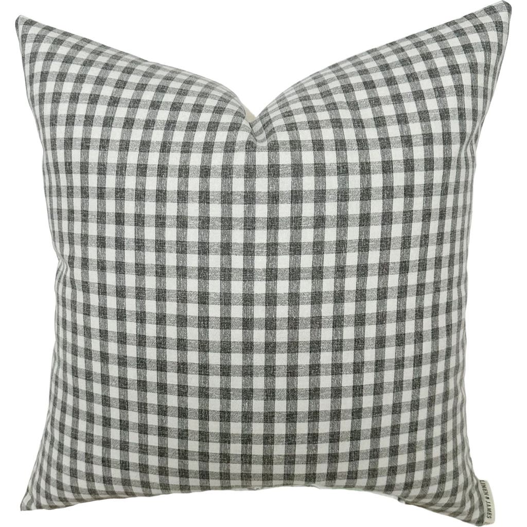 Linen & James Dean Dark Navy Gingham Pillow Cover In Navy