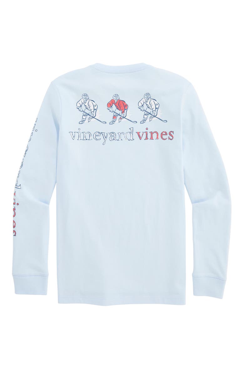 Kids' Hockey Outline Long Sleeve Cotton Graphic T-Shirt, Alternate, color, ROCKS BLUE