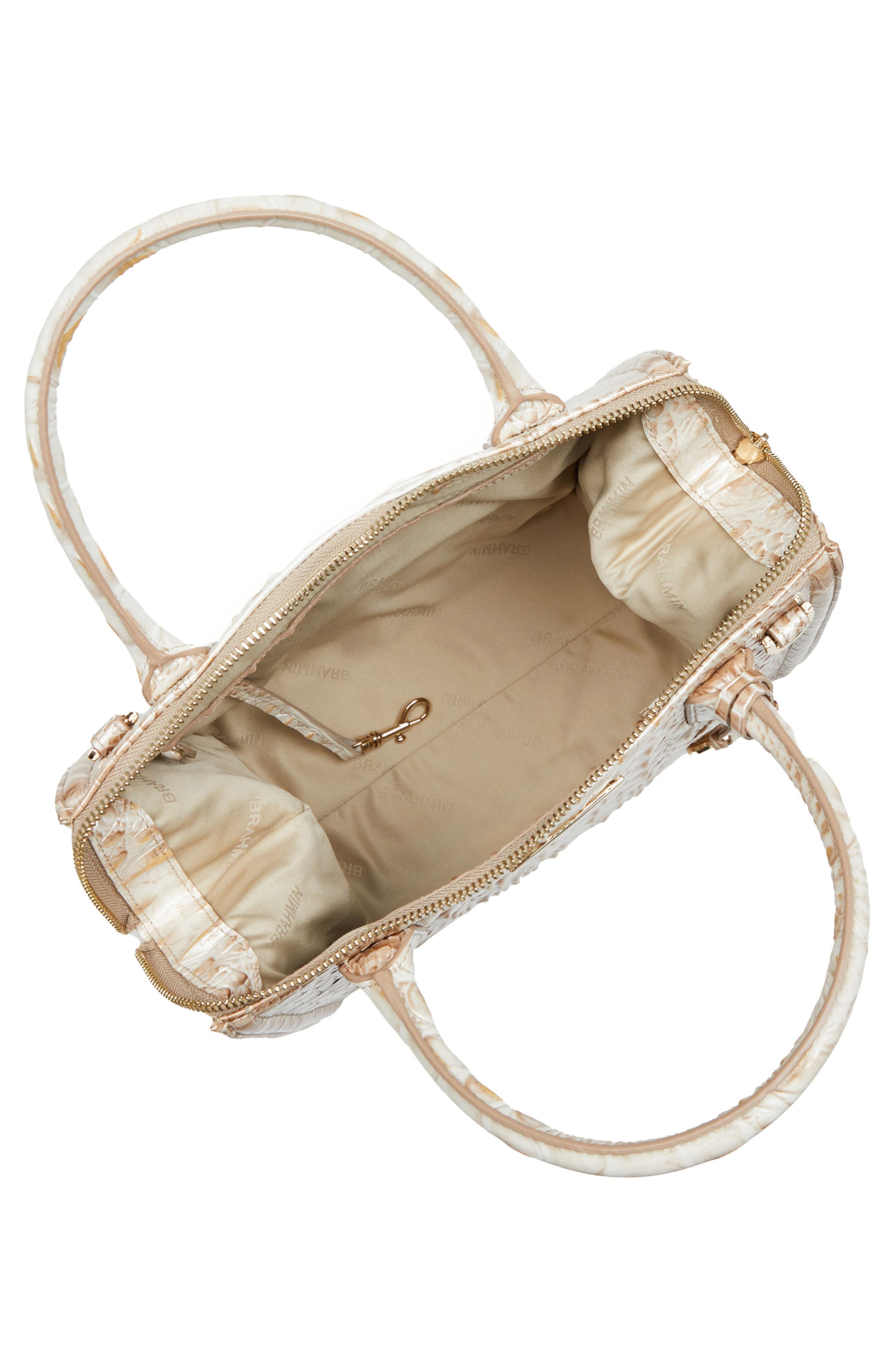 Brahmin Small Caroline Croc Embossed Leather Satchel, Alternate, color, Contour