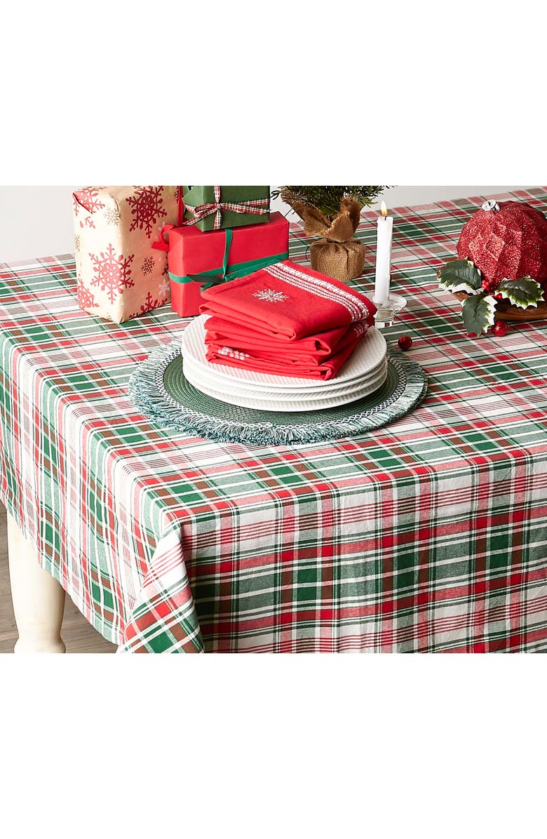 Design Imports Yuletide Plaid Round Tablecloth, Alternate, color, Yuletide Plaid