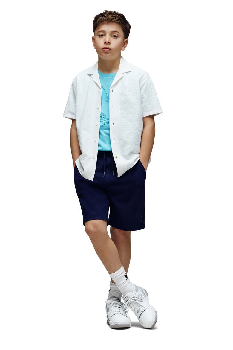 Kids' Jayme Rib Knit Camp Shirt, Alternate, color, 100 WHITE