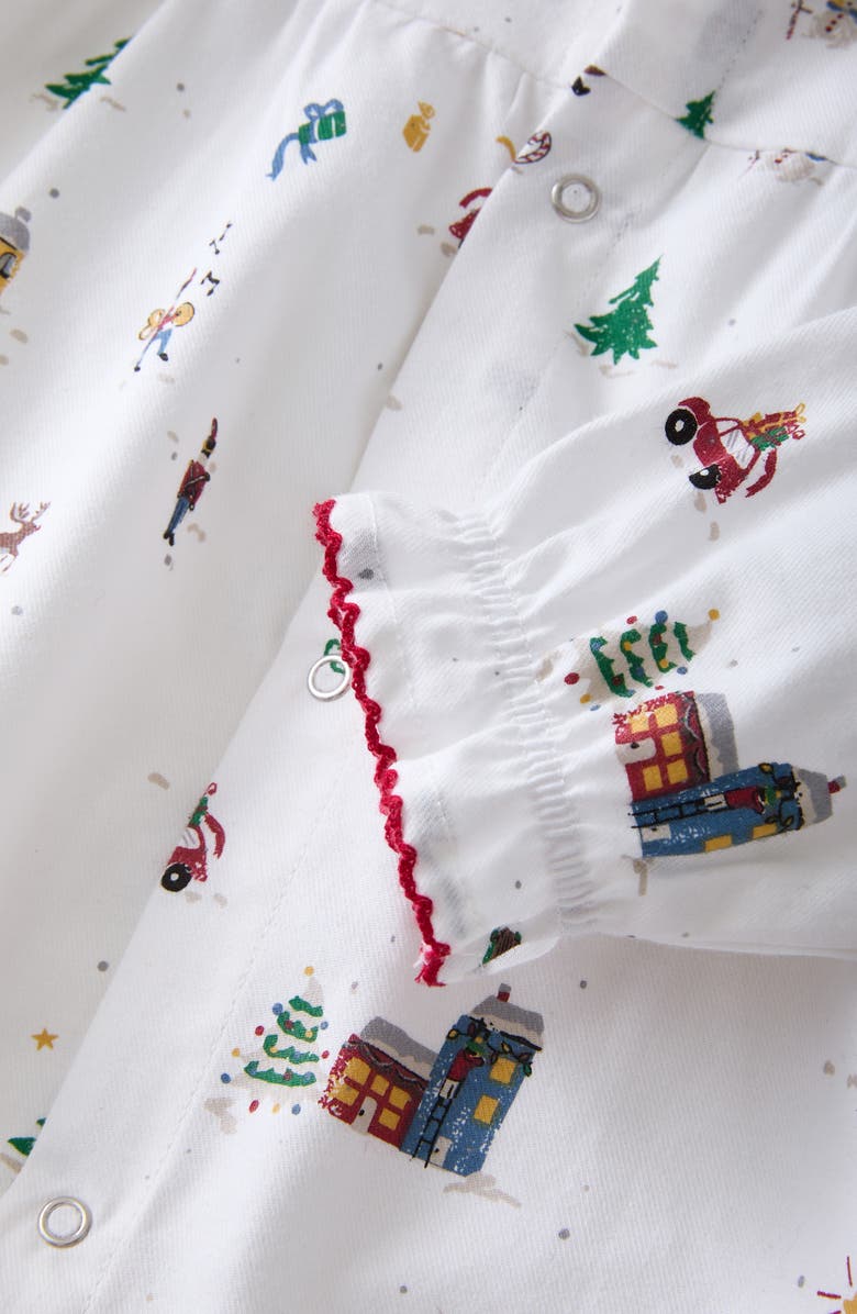 Petite Plume Madeline Holiday Town One-Piece Brushed Twill Pajamas, Alternate, color, White