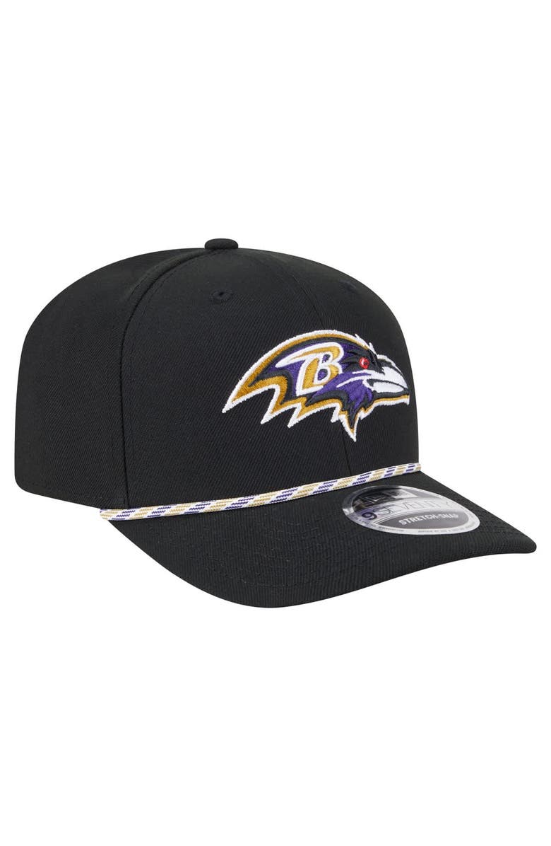 New Era Men's New Era Black Baltimore Ravens Gameday Multi Rope 9SEVENTY Stretch-Snap Hat, Alternate, color, Black