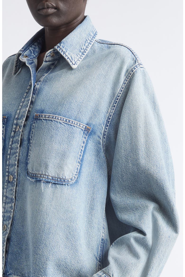 Emma Distressed Denim Shirt Jacket, Alternate, color, POLLOCK