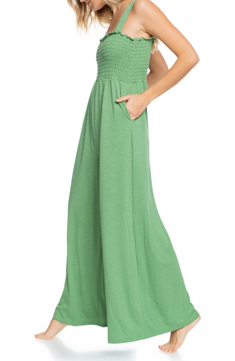 Roxy Just Passing By Wide Leg Slub Jersey Jumpsuit, Alternate, color,