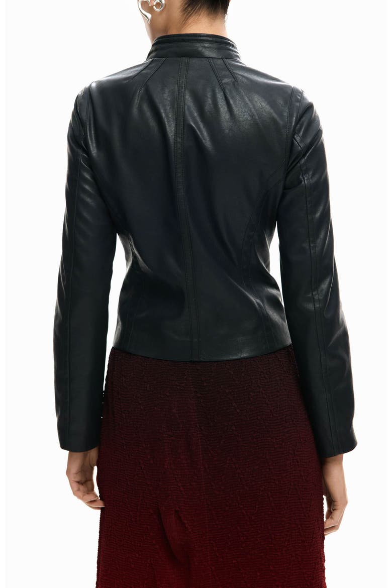 Faux Leather Jacket, Alternate, color, BLACK