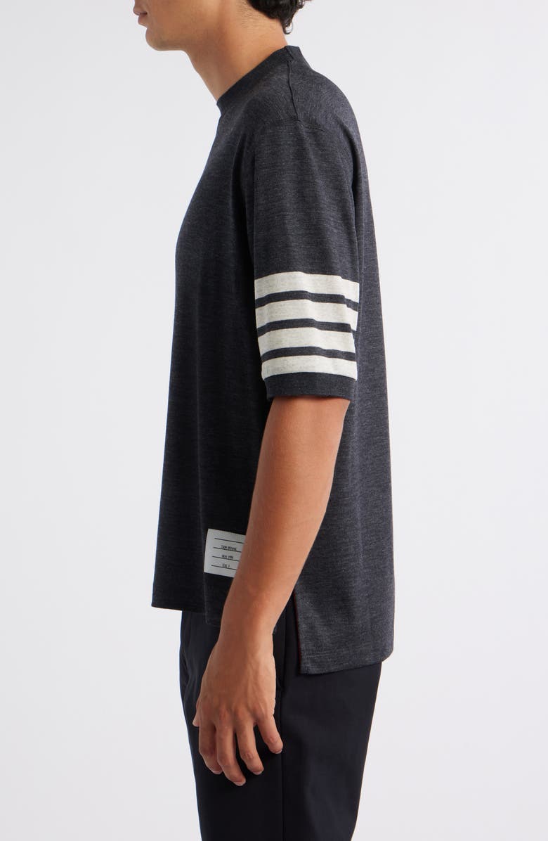 Thom Browne 4-Bar Virgin Wool Jersey T-Shirt, Alternate, color, Charcoal