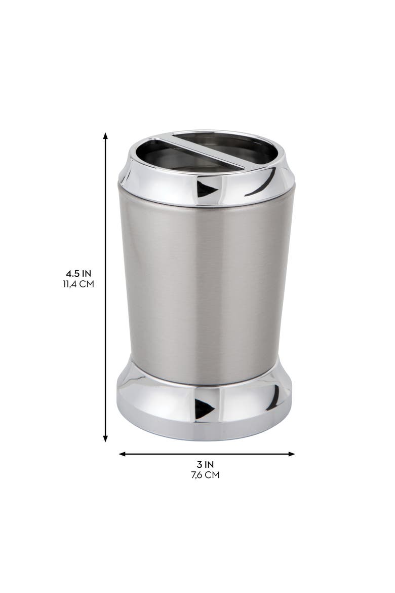 Stainless Steel Toothbrush Holder - Set of 2 - Brushed/Chrome, Alternate, color, Brushed/Chrome Split Finish