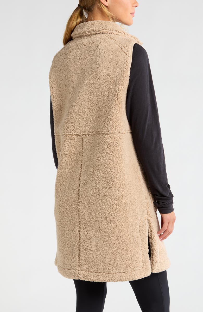 Zella Faux Shearling Longline Vest, Alternate, color, 