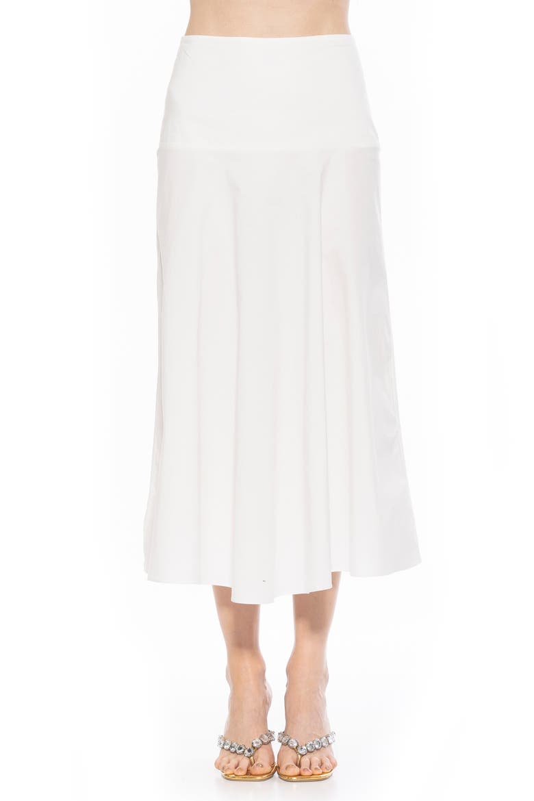 Hadley Stretch Cotton Midi Skirt, Main, color, WHITE