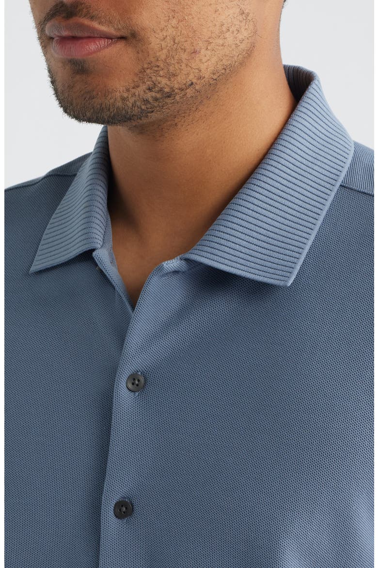 Sorrell Short Sleeve Cotton Piqué Button-Up Shirt, Alternate, color, BLUE METALLIC