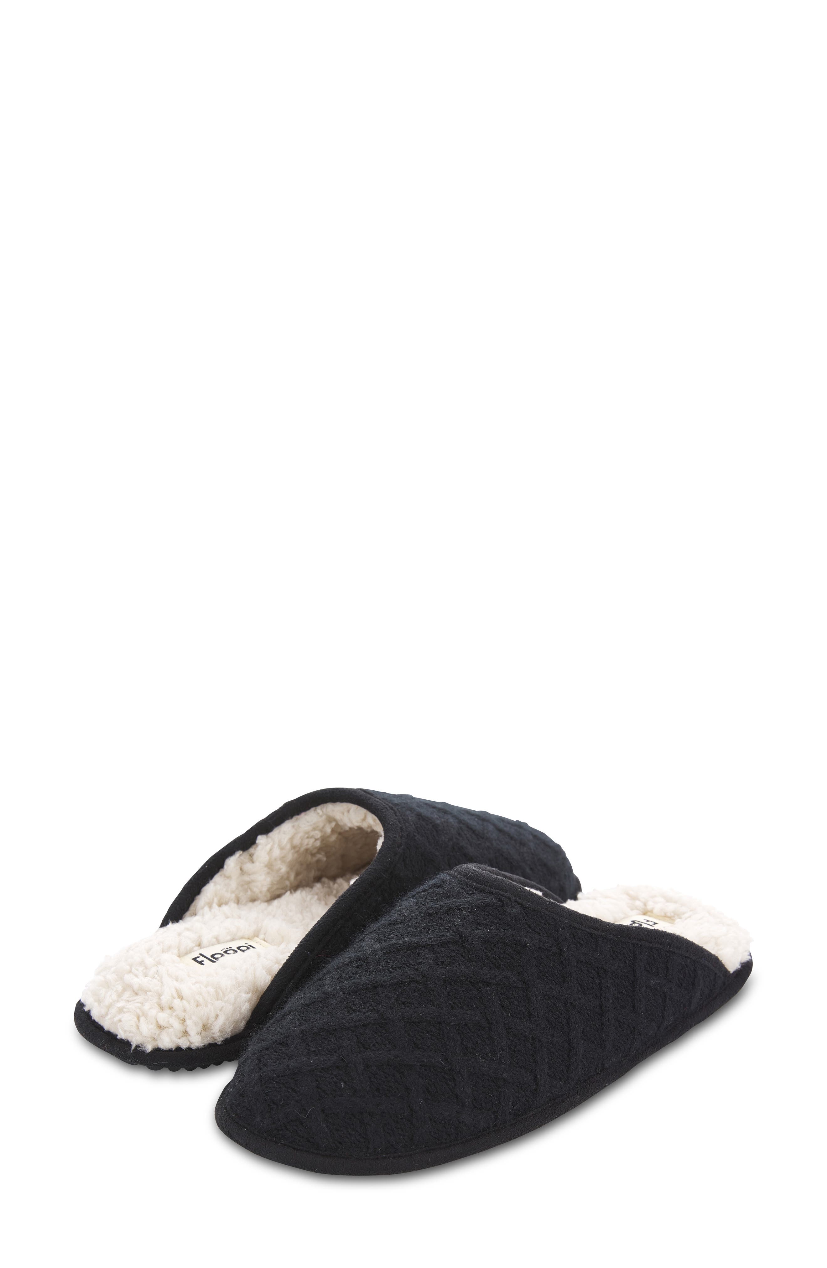 FLOOPI Isabel Lattice Knit Scuff Slipper, Alternate, color, Black