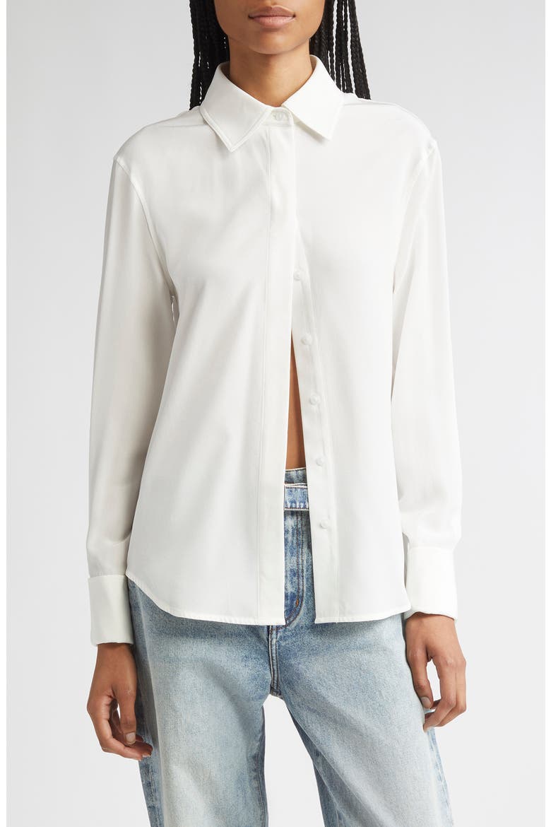 Arabella Silk Button-Up Shirt, Main, color, WHITE