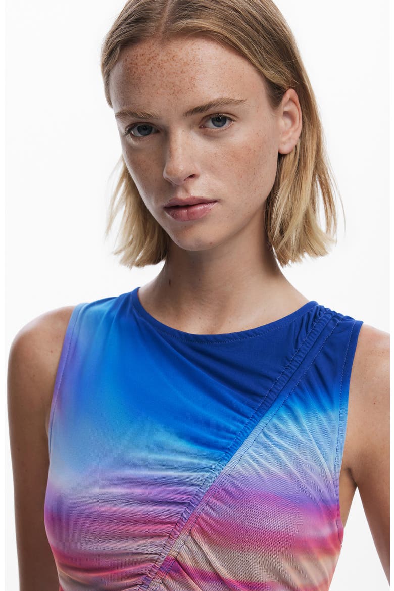 Drawstring Front Mesh Tank, Alternate, color, BLUE