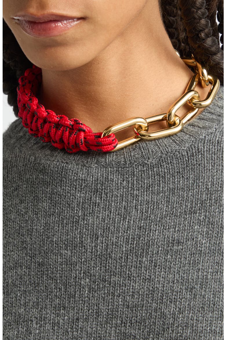 Chunky Chain Necklace, Alternate, color, RED/ BLACK GOLD