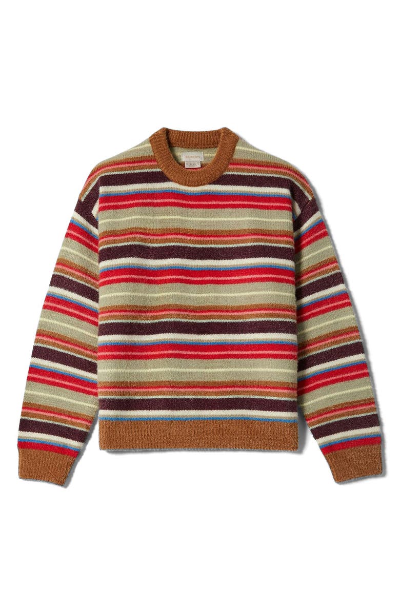 Brixton Stripe Crewneck Sweater, Alternate, color, 