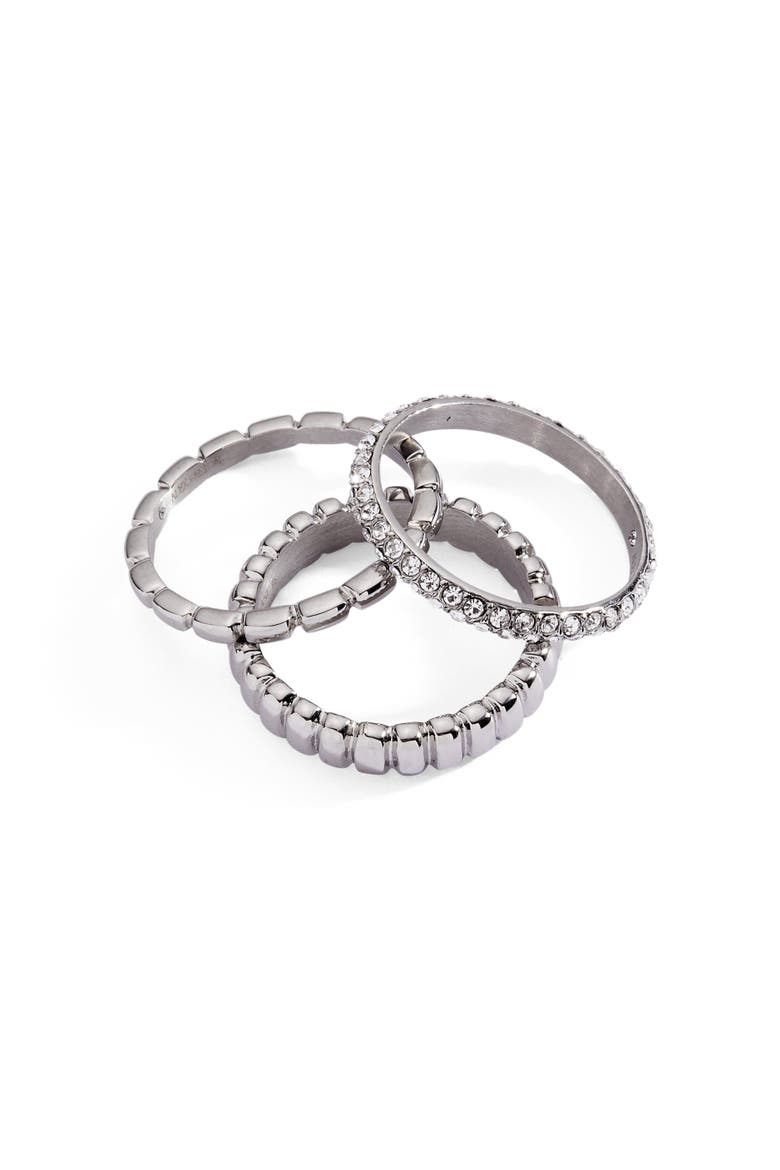 Multi Textured Stacking Ring Set of 3, Alternate, color, Silver