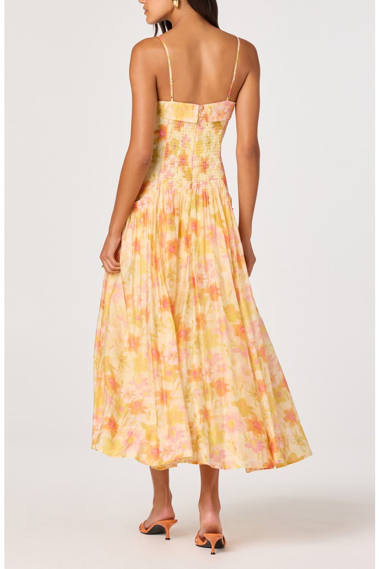 Ovina Floral Chiffon Midi Dress, Alternate, color, YELLOW FLORAL