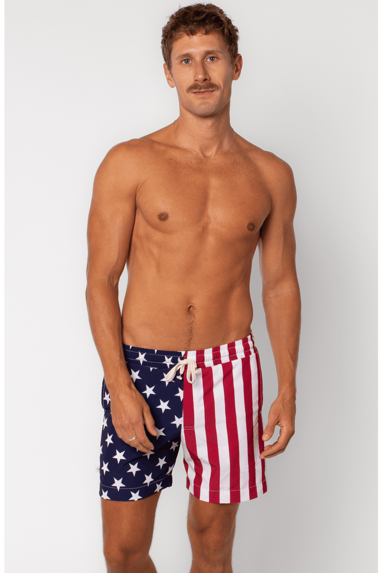 Stars + Stripes Swim Trunk, Alternate, color, Americana