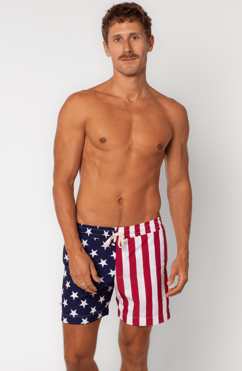 LEISURE LAB Stars + Stripes Swim Trunk, Alternate, color, Americana