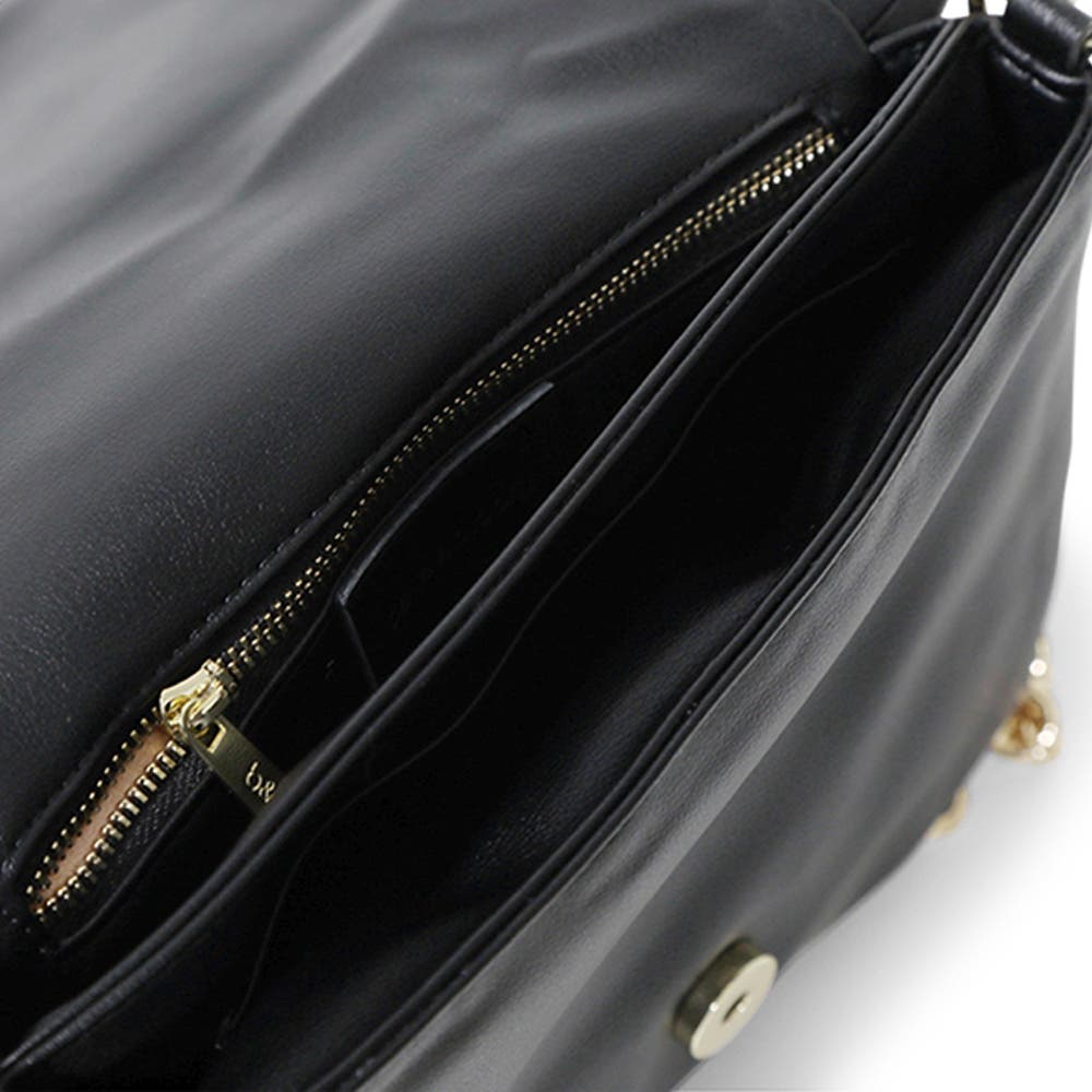 Belle & Bloom Hanging On Pillow Leather Handbag, Alternate, color, Black