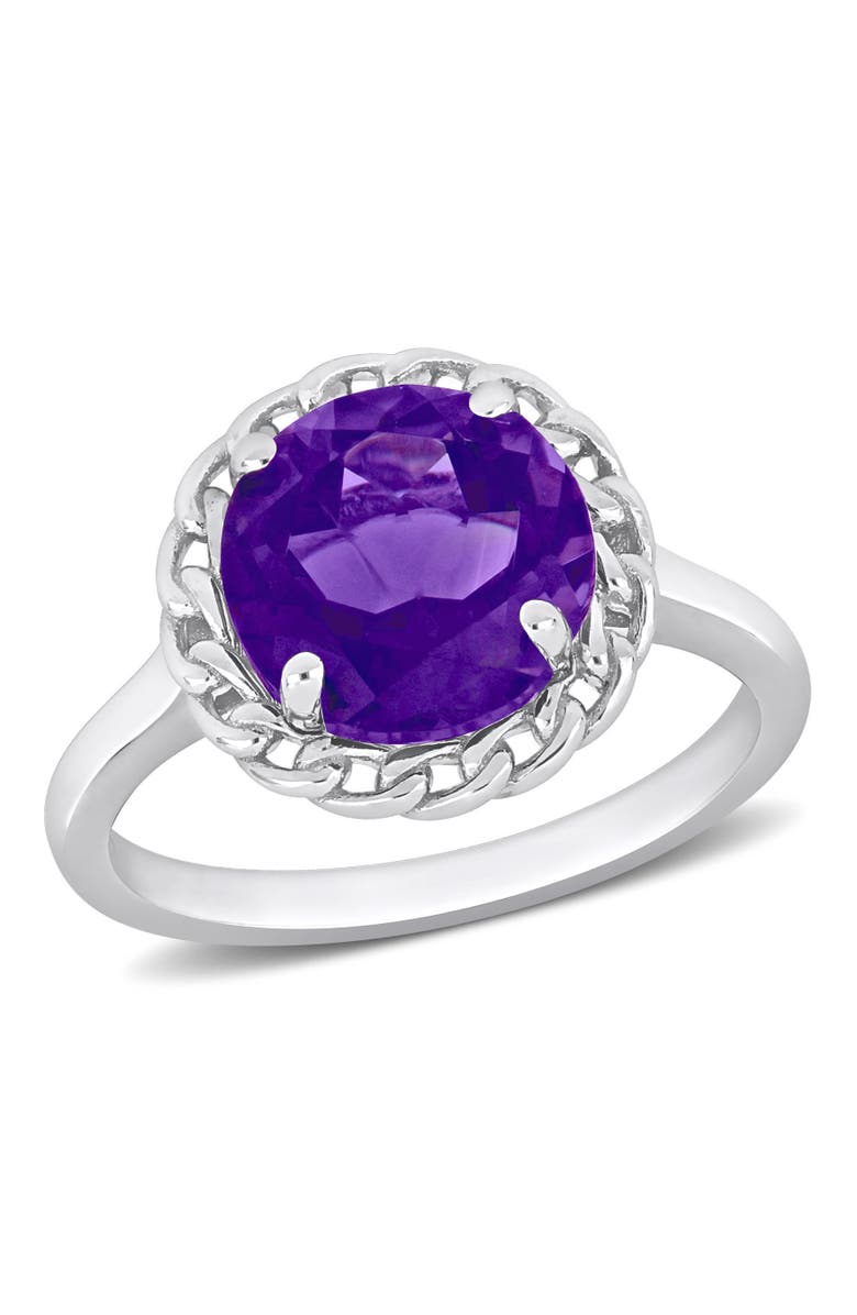 Julianna B. Amethyst Halo Link Ring Sterling Silver, Main, color, Amethyst