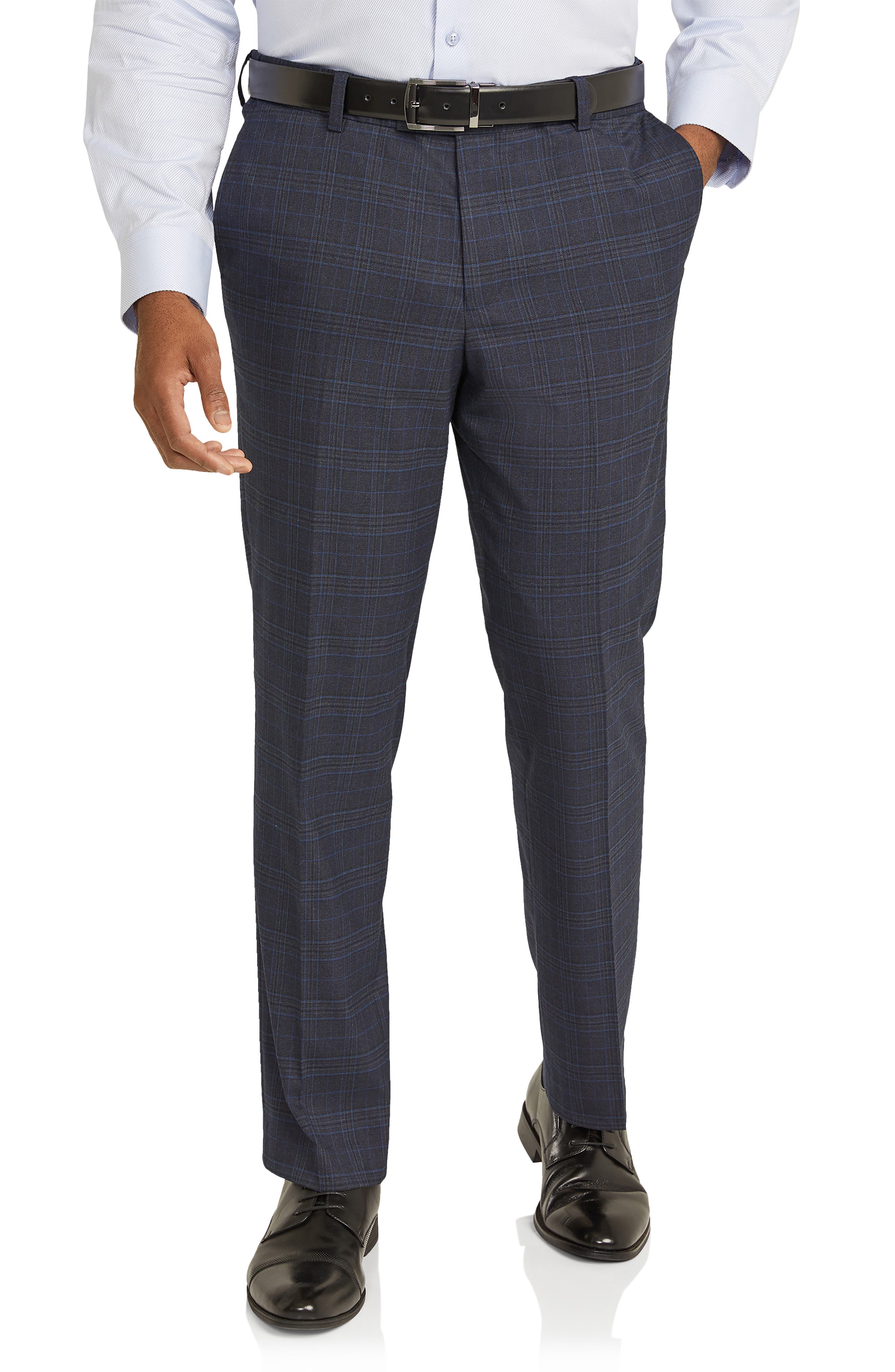 Johnny Bigg Bronson Check Relaxed Fit Dress Pants in Navy 