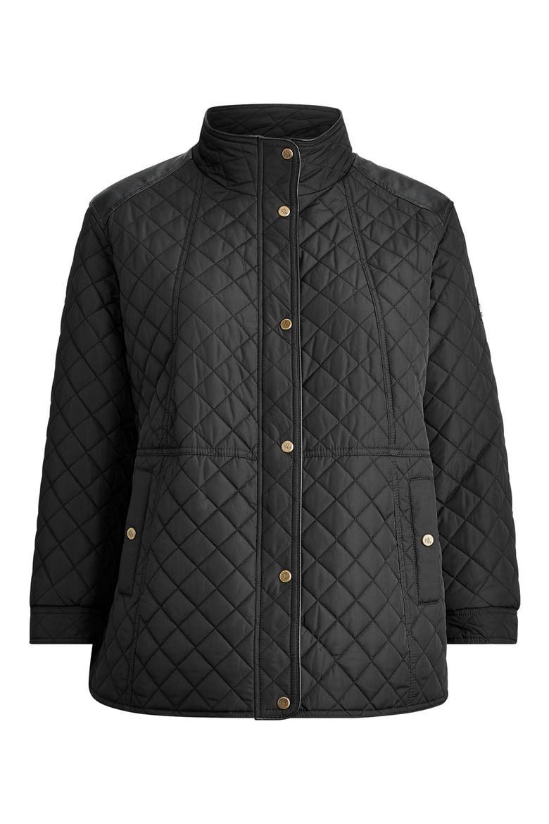 Down Puffer Coat with Removable Faux Fur Trim Hood, Alternate, color, BLACK