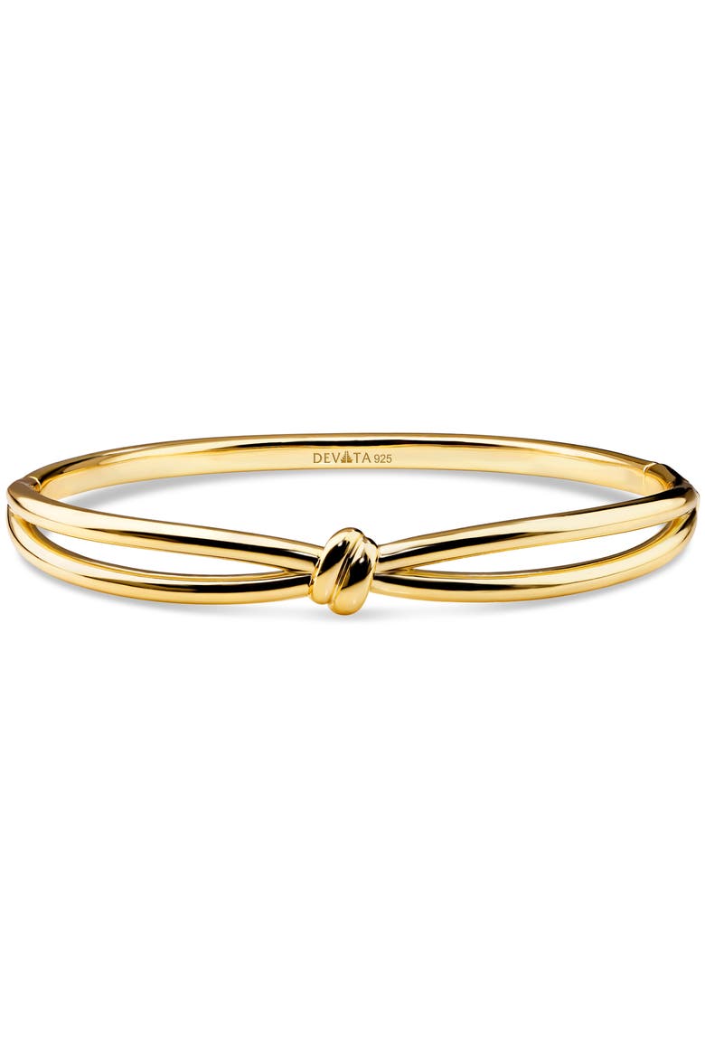 Love Knot Bangle Bracelet in Gold Plated Sterling Silver, 8mm, Main, color, Yellow Gold