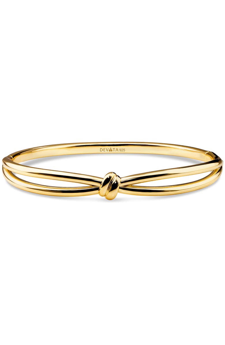 DEVATA Love Knot Bangle Bracelet in Gold Plated Sterling Silver, 8mm, Main, color, Yellow Gold