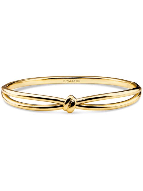 Love Knot Bangle Bracelet in Gold Plated Sterling Silver, 8mm