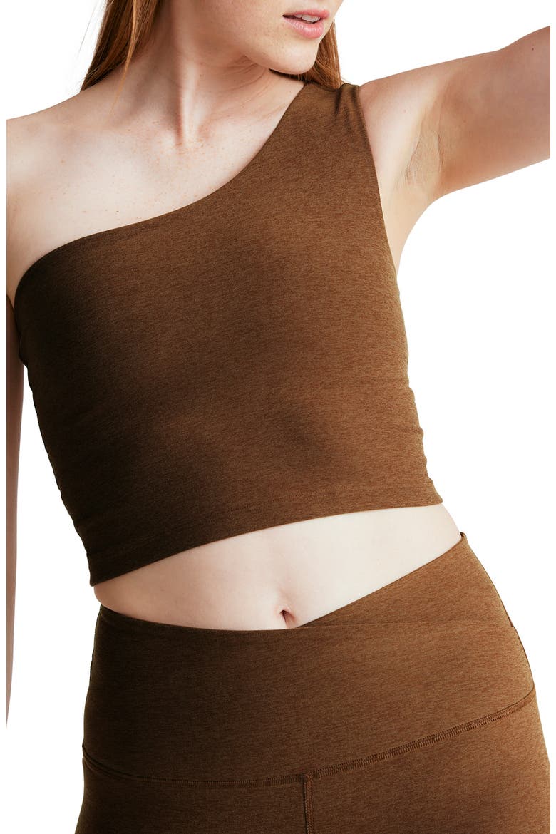 Space Dye One Up Asymmetric Crop Tank Top, Main, color, BOLD MOCHA HEATHER