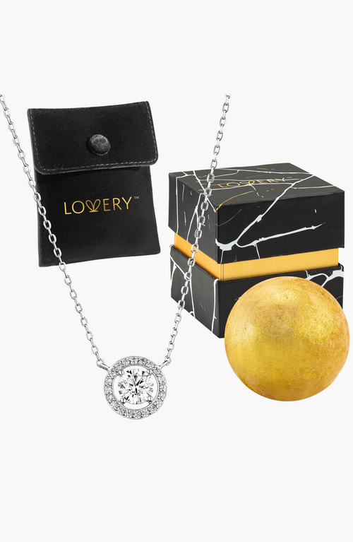 Lovery Sterling Silver Necklace With Pouch, Bath Bomb & Gift Box In Synthetic Diamond