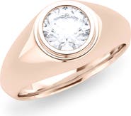 HauteCarat Men's Round Brilliant Lab Created Diamond Ring