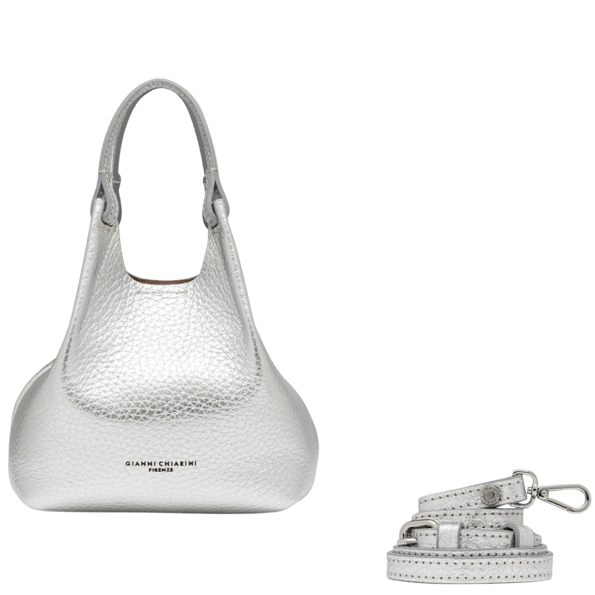 Dua Leather Mini Hobo Bag, Main, color, silver
