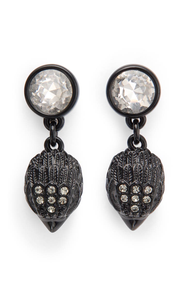 Kurt Geiger London Crystal Eagle's Head Drop Earrings, Main, color, Black