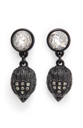 Kurt Geiger London Crystal Eagle's Head Drop Earrings In Black