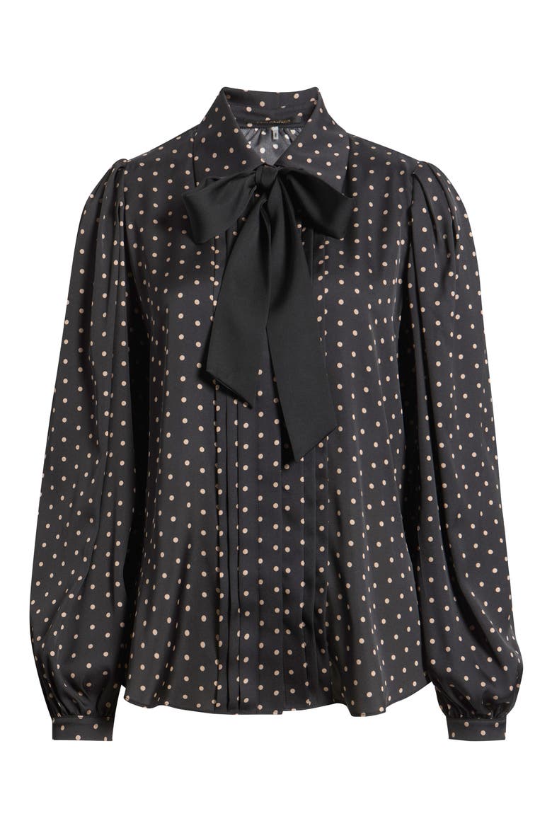 Julian Silk Blend Tie Neck Shirt, Alternate, color, BLACK MULTI