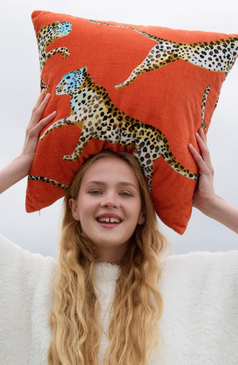 Sunday Citizen Small Leaping Leopard Accent Pillow, Alternate, color, 