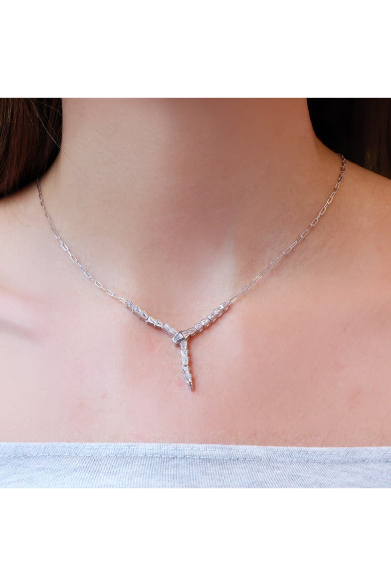 CZ Snake Lariat Necklace, Alternate, color, Sterling Silver