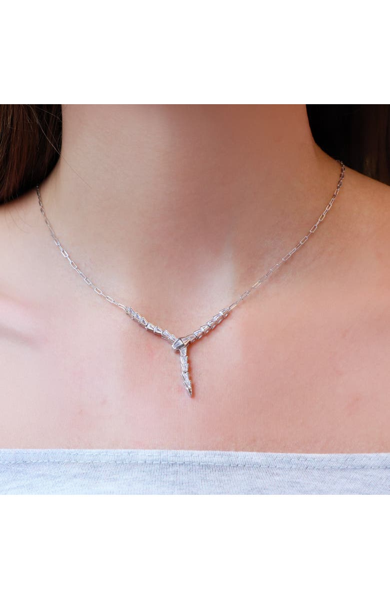 The Lovery Fine Jewelry CZ Snake Lariat Necklace, Alternate, color, Sterling Silver